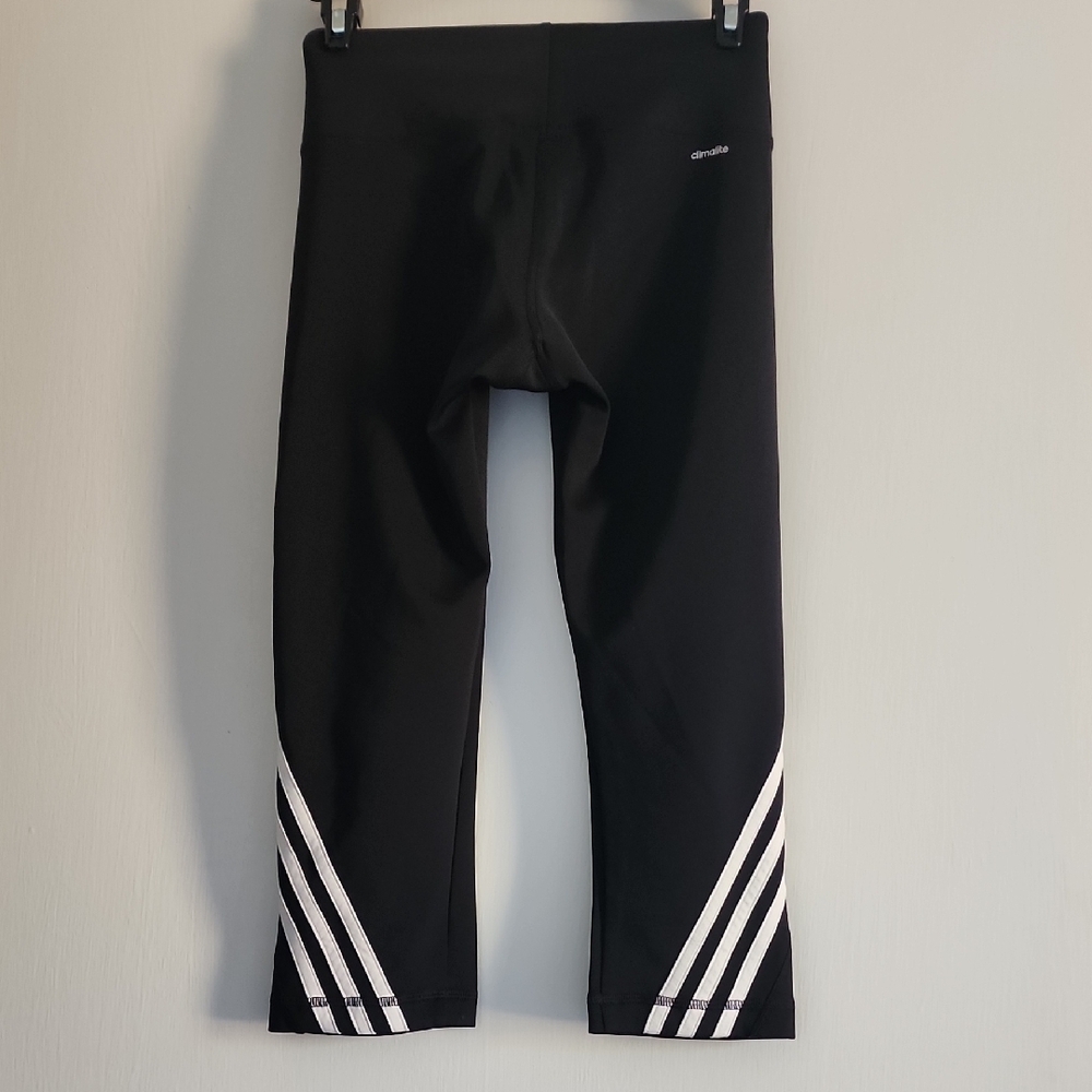adidas Black and White Leggings with Signature Stripes - Picture 3 of 4